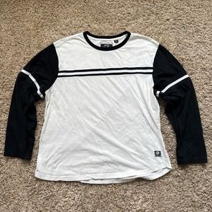 Y2K style Distortion men's xlarge white and black long sleeve shirt